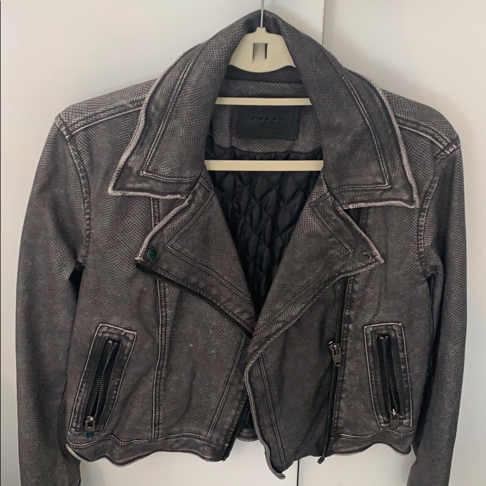 Blank NYC Women's Vegan Leather Moto Jacket Grey